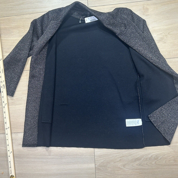 J. Crew 365 XS Sparkly Black Gold Sophie Open Front Sweater Blazer K2426 Party - Picture 8 of 12